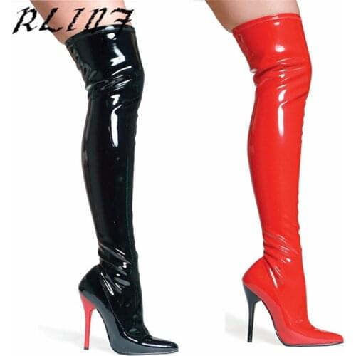 RLINF New Sexy Pointed 12cm Bag Leg Over The Knee Boots Fun Extreme High Heel Appr Size 35-46