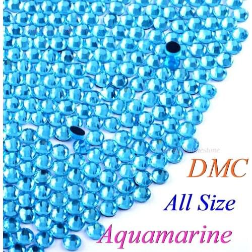 DMC Aquamarine SS6 SS10 SS16 SS20 SS30 Mixed Size Glass Crystals Hotfix Rhinestone Iron-on Rhinestones DIY Garment With Glue