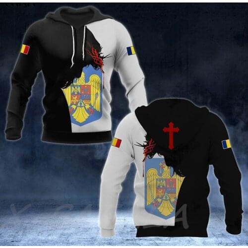 JESUS In ROMANIA Flag God Christian Cross 3D Printed Man Female Zipper HOODIE Pullover Sweatshirt Hooded Jersey Tracksuits