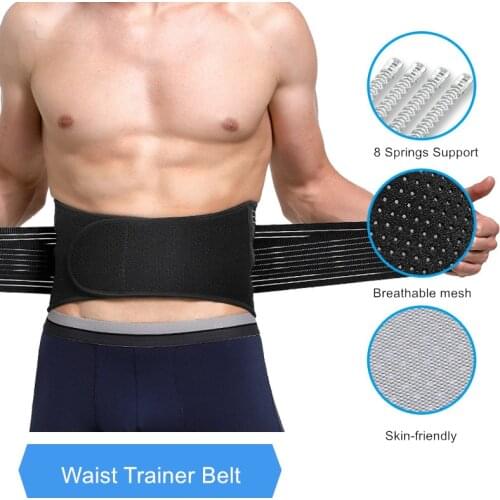 Unisex Waist Trimmer Gym Sports Fitness Lumbar Belt Brace 8 Stable Splints Support with 4 Adjustable Straps Weight Loss Shaper