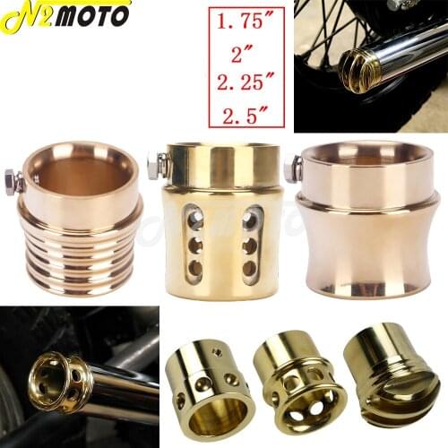 Universal Retro Old Shool 1.75"/2"/ 2.25"/2.5" Brass Exhaust Tip Exhaust Muffler Pipe End Cap for Harley Dyna Touring Cafe Racer