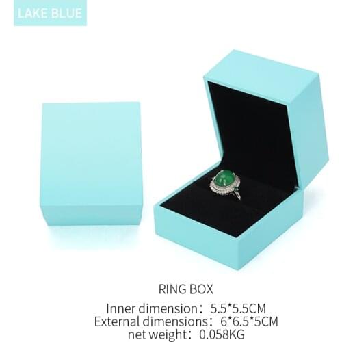 Lake Blue Wedding Ring Packaging Storage Jewelry Box Female Earring Pendent Bracelet Jewellery Organizer Showcase For Lover Gift