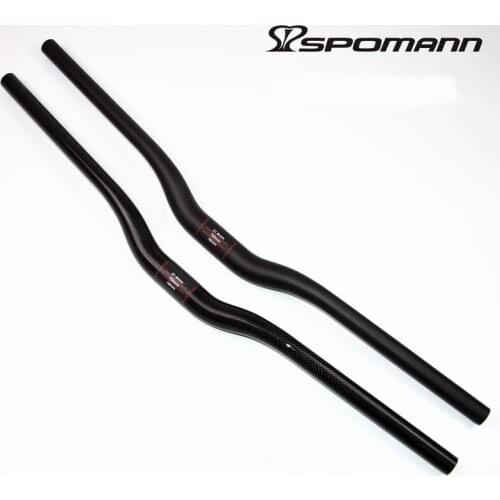 Spomann Cycling 3K Carbon Swallow-shaped Handlebar Road Mountain Bike Rise Handlebar MTB Bicycle Parts Black 31.8mm 600-720