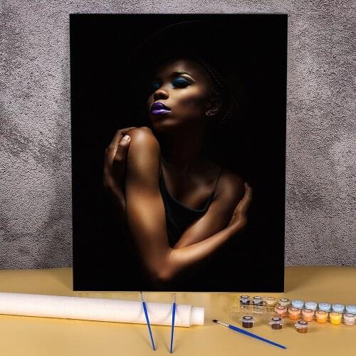 Black And Gold Woman Painting By Numbers Set Oil Paints 40*50 Paiting By Numbers Home Decoration For Adults For Wholesale