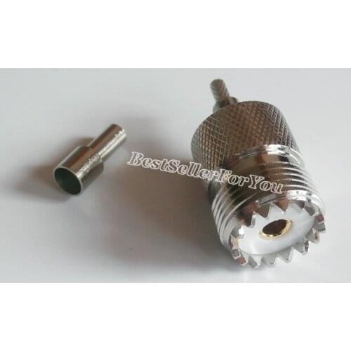1Piece UHF SO-239 Female Jack SO239 RF Coax Connector Window Crimp For RG316 RG174 Straight Nickel