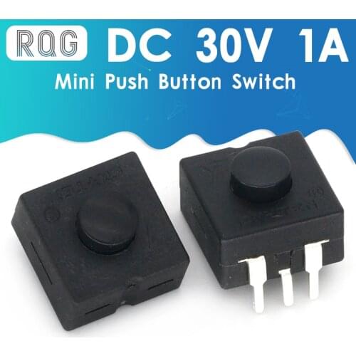 10Pcs DC 30V 1A 3Pin Black Mini Push Button Switch for Electric Torch 3P Curved 2 On 1 Off Flashlight Switchs