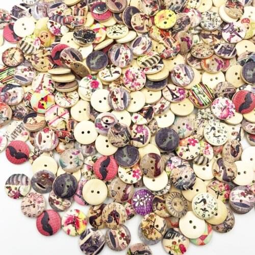 25pcs 20 mm Mix Style Sewing 2 holes Wooden Buttons Fit Sewing and Scrapbook WB661