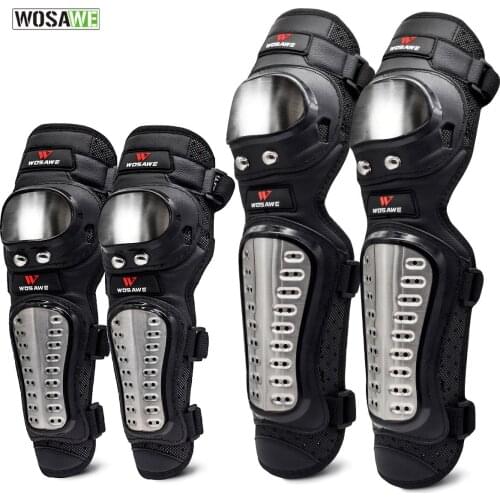 4Pcs/Set Elbow Knee Pads Stainless Steel Motorcycle Motocross Protective Gear Protector Knee pad Guards Sports Armor Kit