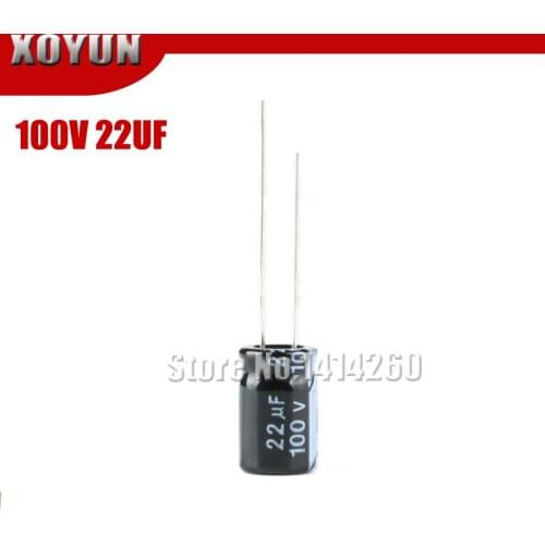 50PCS Higt quality 100V22UF 6*11 22UF 100V 6*11MM Electrolytic capacitor