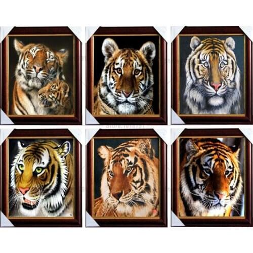 5D DIY Diamond Painting Tiger Family Embroidery Diamond Painting Cross Stitch White Tiger Rhinestone Mosaic Painting