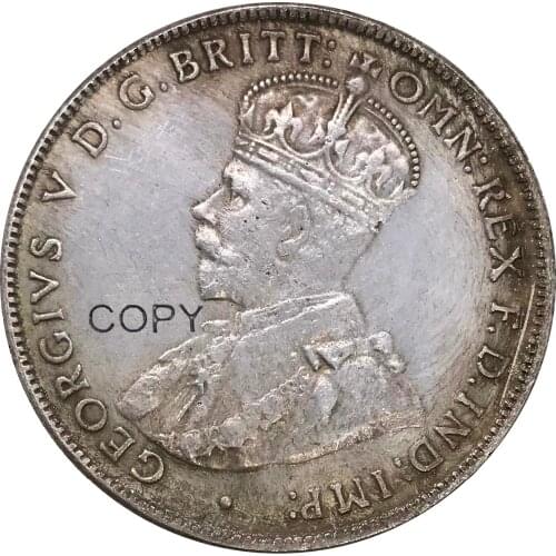 Australia 1 One Florin Two Shillings George V 1936 Advance Crowned Bust Left Cuproickel Plated Silver Copy Coins