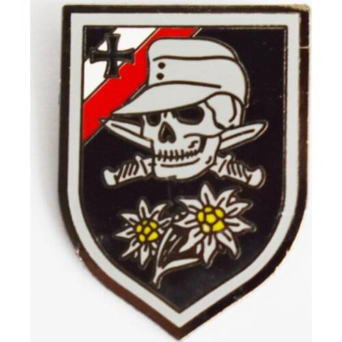 WWII WORLD WAR 11 GERMANY EDELWEISS CAP BADGE SWORD SKULL CROSSED INSIGNIA
