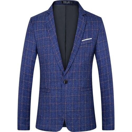 Brand clothing Men Blazer Personality Wild Mens Suit Jacket High Quality Fashion Plaid Print Slim Fit Warm Blazer Coat S-5XL