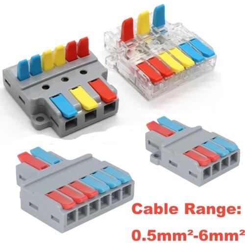 Quick electrical splitter Wire Connector SPL Universal Push-in Cable Wiring Terminal Block Connectors into 0.5-6mm2 lever nut