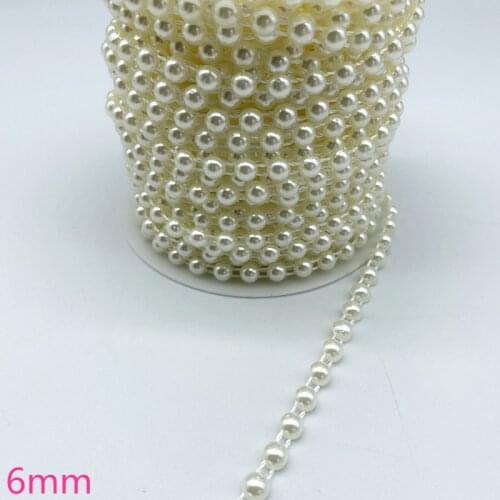 New 1 Yards 6mm Artificial Pearls Flower Beads Chain Garland Flowers Wedding Party Decoration Diy Accessories #04