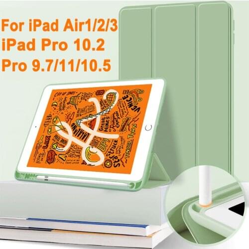 Pencil Holder Flip Case for iPad 10.2 iPad Pro 11 2020 TPU Stand Case For iPad 9.7 2018 Air 3 2019 Casual Case For iPad mini 4 5