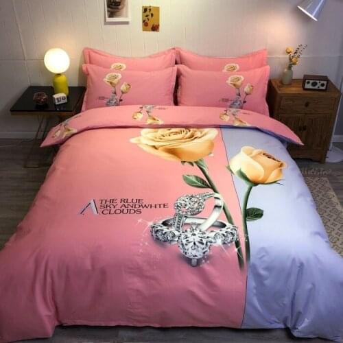 Ecological cotton active grinding cotton four-piece set autumn and winter thick wedding bedding