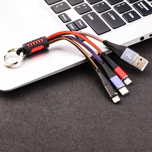 Keychain Data Cable Portable 3-in-1 Data Cable for Android Type-c iPhone 3-in-1 Data Cable Multi-Function Keychain Data Cable