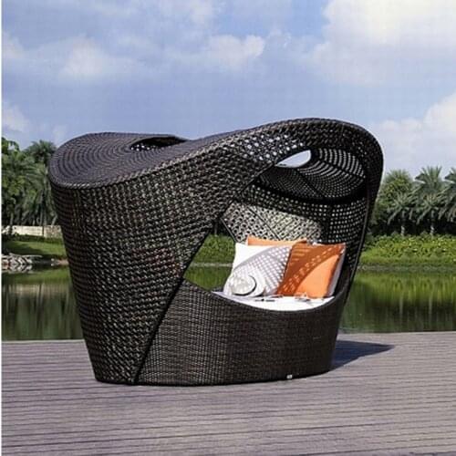 Freeshipping Lounger Outdoor Rattan Sofa Lying Bed Balcony Villa Outdoor PU Rattan Chairs Sets