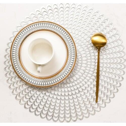 Bowl Mat Stain Resistant Oil-proof Easy Clean Durable PVC Heat Insulation Circular Hot Stamping Dining Table Decoration Mat