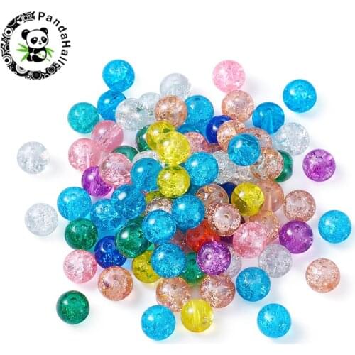4 6 8 10 mm Round Crackle Glass Beads Loose for Jewelry Making DIY Bracelets Earrings Mixed Color Hole: 1.3~1.6mm