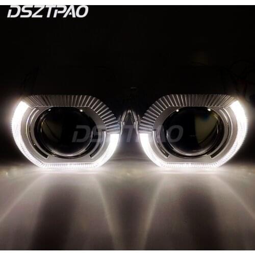 Headlight Lenses Bixenon HID Projector 2.5 LED Angel Eyes Lens Automobiles Halo Kit For H4 H7 Car Lights Accessories Retrofit