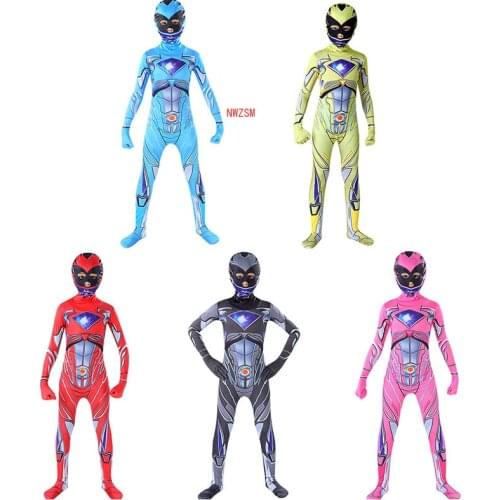 Boy Power Costume Kids Child Superhero Mecha Five Beast Red Ranger Morpher Party Cosplay Halloween Carnival Fancy Suit