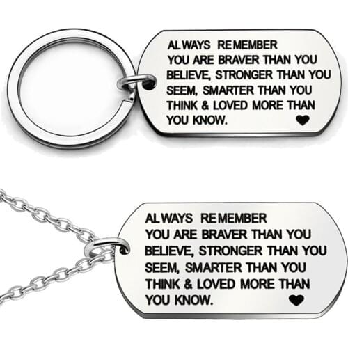 Fashion Key Chain Always Remember You Are Braver Than You Believe Custom Jewelry Cancer Awareness Stronger Inspirational Gift