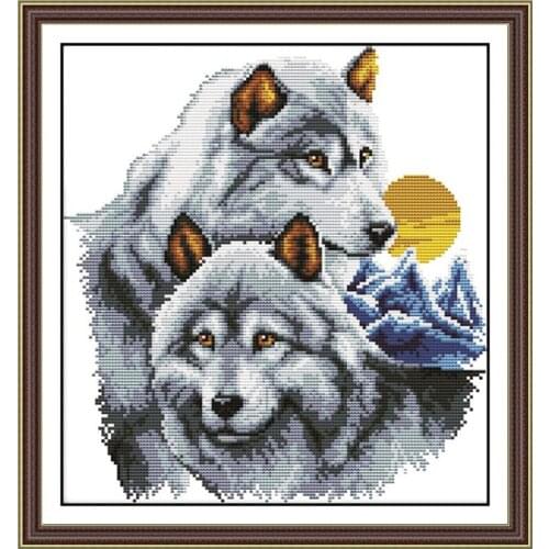 Everlasting love Wolf Christmas cross stitch kits Ecological cotton stamped 14CT New store sales promotion Needlework Home Decor