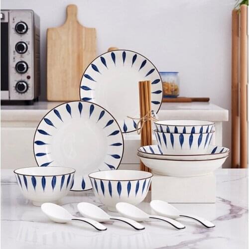 Dinner Plate Set Ceramic Kitchen Plate Tableware Set Food Pot Dishes Rice Salad Noodles Bowl Soup Kitchen Spoon Cook Tool