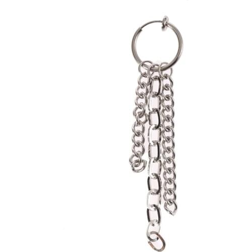 Stainless steel Tassel Clip Earrings without piercing Punk KPOP Bangtan Boys Earrings jewelry for men women Jimin same Fans