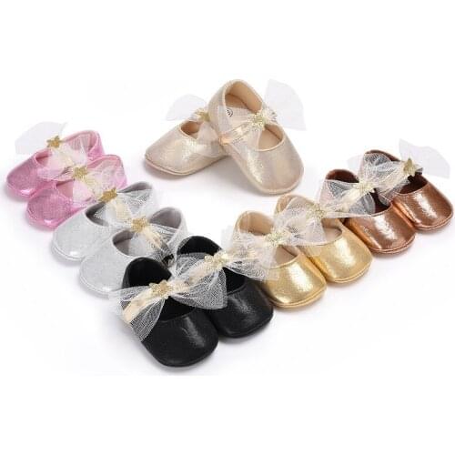 Toddler Shoes Newborn Baby Girl First Walker Princess Shoes Child PU Lace Bow Soft Bottom Baby Toddler Shoes