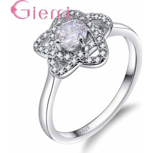 Authentic Silver Jewelry New Fashion Hollow Flower Finger Ring for Women Best Christmas Gift Fine Silver Color Female Bague