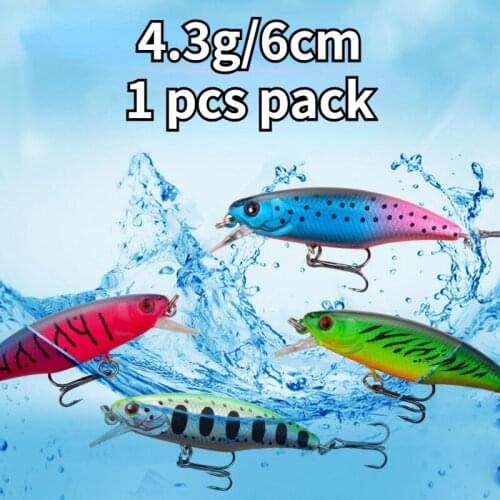 Long Throw Submersible ABS Plastic Minnow 4.3g6cm with Ring Bead Full Swimming Layer Attacking Sea Bass