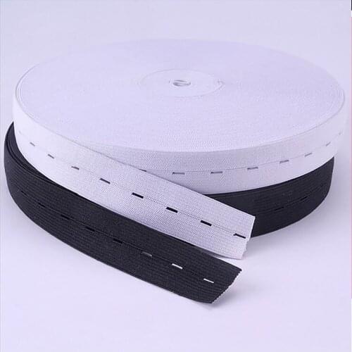 PPCrafts High Quality 10 15 20 25 30mm Black white Polyester Elastic Ribbon Webbing For Apparel Sewing & Fabric Edge Accessories