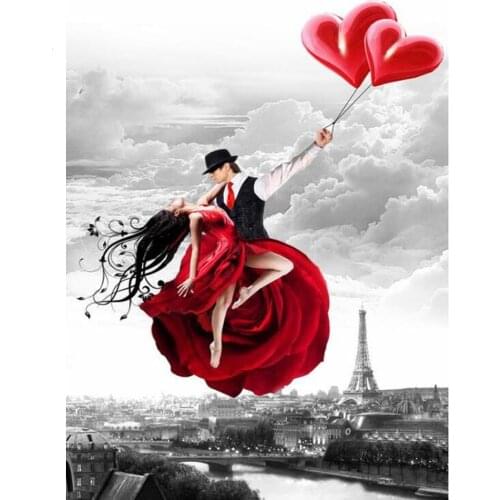 Romantic couple diamond embroidery stitch cross Paris city landscape diamond mosaic painting black white art wedding decoration_