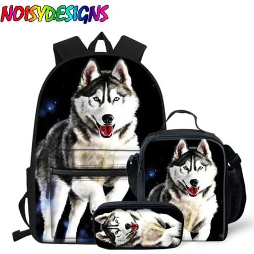 NOISYDESIGNS Large Capacity School Backpack Cool Husky Printing Teen Backpack School Bags for Teenagers Girls Boys Personality