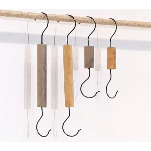 Stainless Steel S Hooks Clothing Shop Decoration Wooden S-shape Display Holder 5pcs