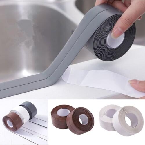 Self Adhesive Kitchen Ceramic Sticker Waterproof Anti-moisture PVC Sticker Bathroom Wall Corner Line Sink Stickers 3.8*320cm