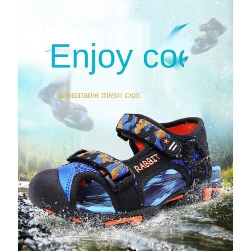 2021 Kids Girls Sandals Summer New Non-slip Baotou Beach Shoes Open Childrens Sandals Wild Boys Student Childrens Shoes