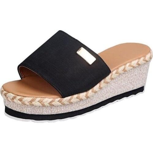 Large size slope with womens slippers new breathable women sandals casual running platform womens shoes fashion bottom slides