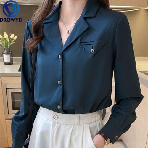 Long Sleeve Chiffon Blouse Shirt Women Tops Blouse Women Blusas Mujer De Moda 2021 NEW V-Neck Office Shiort Women Blouses Blusa