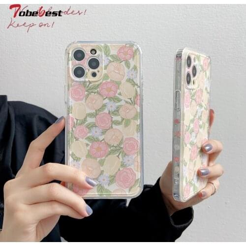 Tobebest High Quality Pink Rose bloom Phone Case for iPhone 12 Pro Max 11 pro max X XS XR 7 8 Plus SE 2020 Soft Silicone Cover
