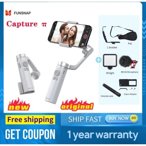 Funsnap Capture π Foldable Gimbal Palo Selfie Stick Phone Monopod Handheld Stabilizer for Smartphone iPhone Redmi Huawei Samsung