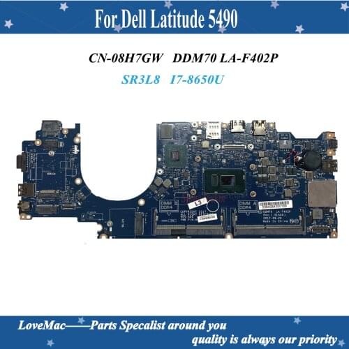 High quality DDM70 LA-F402P For Dell Latitude 5490 Laptop Motherboard CN-08H7GW 8H7GW SR3L8 I7-8650U DDR4 100% tested