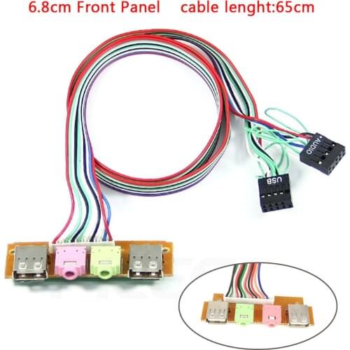 High quality Earphone Cable 2.0 USB PC Computer Case 6.8cm Front Panel USB Audio Port Mic Earphone Cable Adapter J13