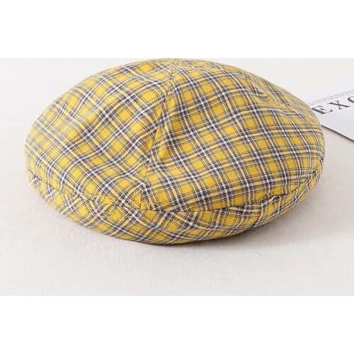 Women Girls Vintage Beret Hat For Female Spring Autumn Winter Plaid Elegant Lady Painter Octagonal Caps
