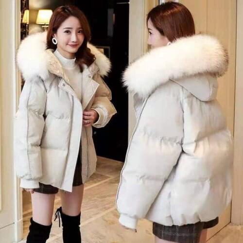 Oversized Female Parkas 2020 Fashion Warm Thicken Winter Jacket Fur Collar Hooded Coat Women Casual Short Outwear Parkas Tops