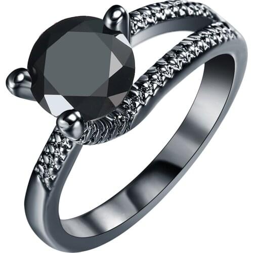 AAA+ CZ zircon Wedding Ring Black Stone Setting Distribution Luxury Women engagement Finger Ring