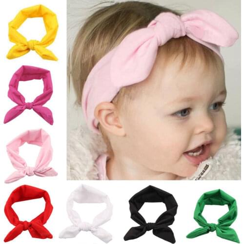 1PC Elastic Stretch Plain Rabbit Bow Style Hair Band Cute Girls Headband Turban Children Hairband Headwear Hair accessories Cute